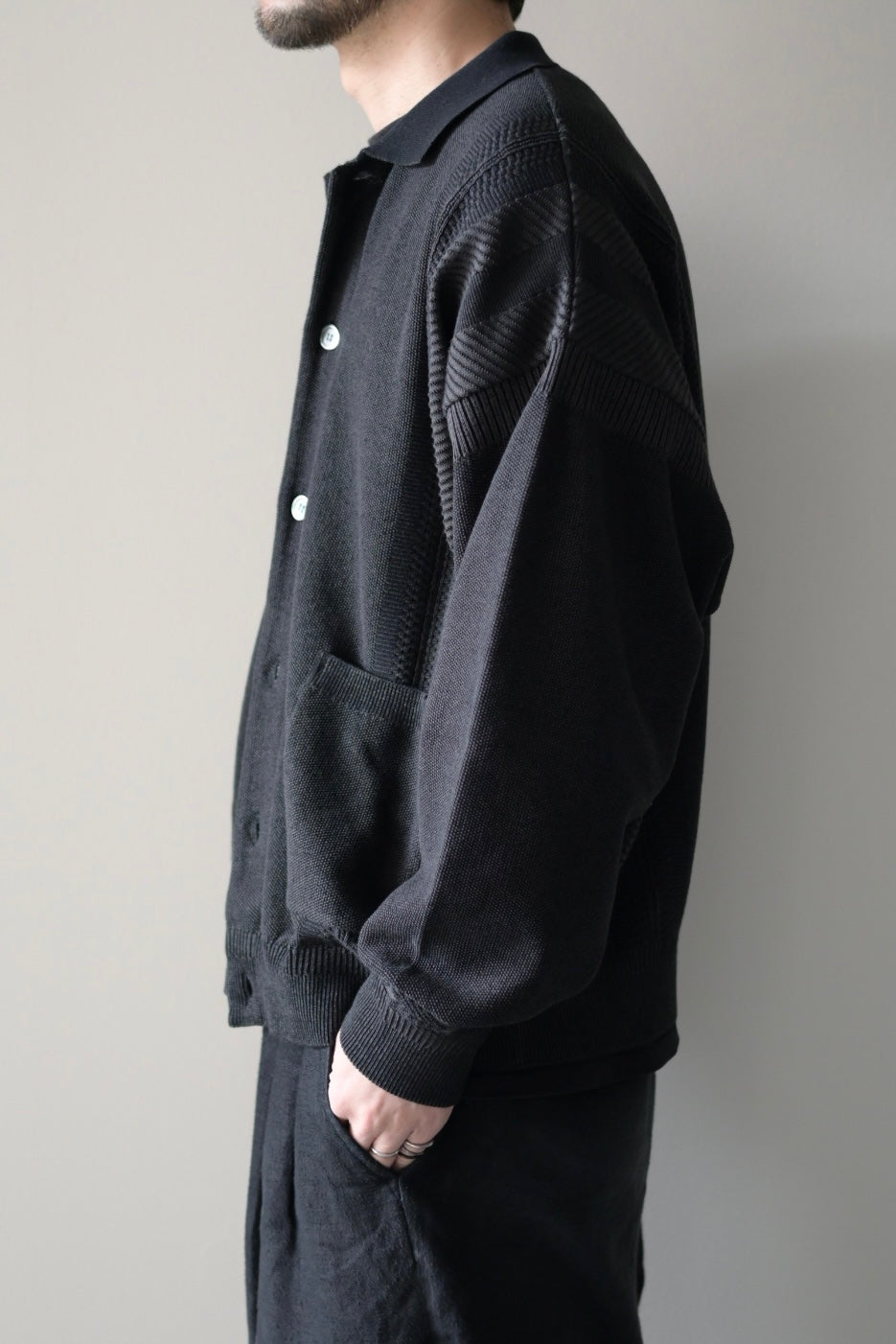 YASHIKI - Kokuu Collar Cardigan [BLACK]