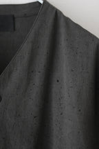 Yamauchi - Black dyed strong twist cotton voile cloth pajama shirt