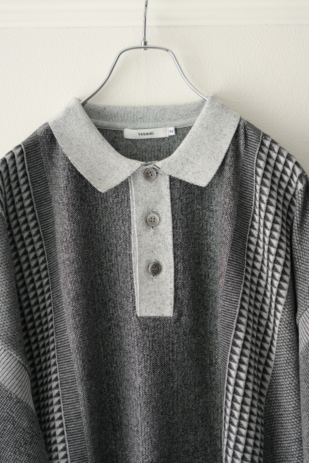YASHIKI (ヤシキ) - Aotsuyu Knit Polo [MIX-GRAY]
