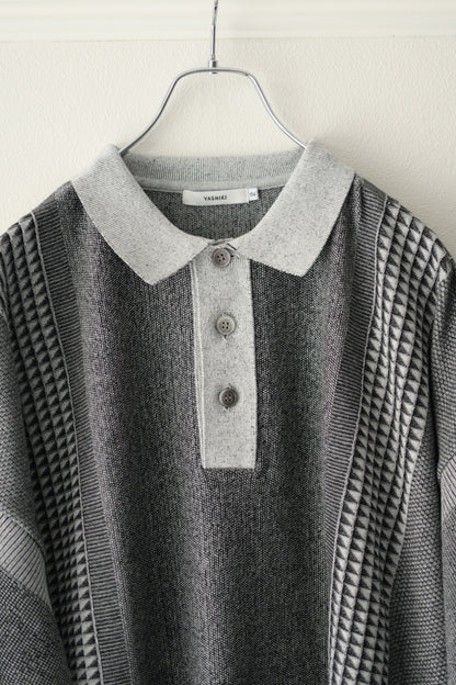 YASHIKI (ヤシキ) - Aotsuyu Knit Polo [MIX-GRAY]
