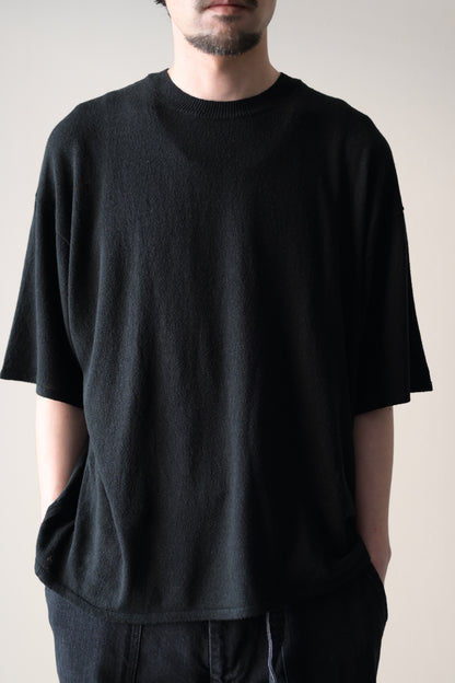 phebus - RAW SILK KNIT T-SHIRT [BLACK]