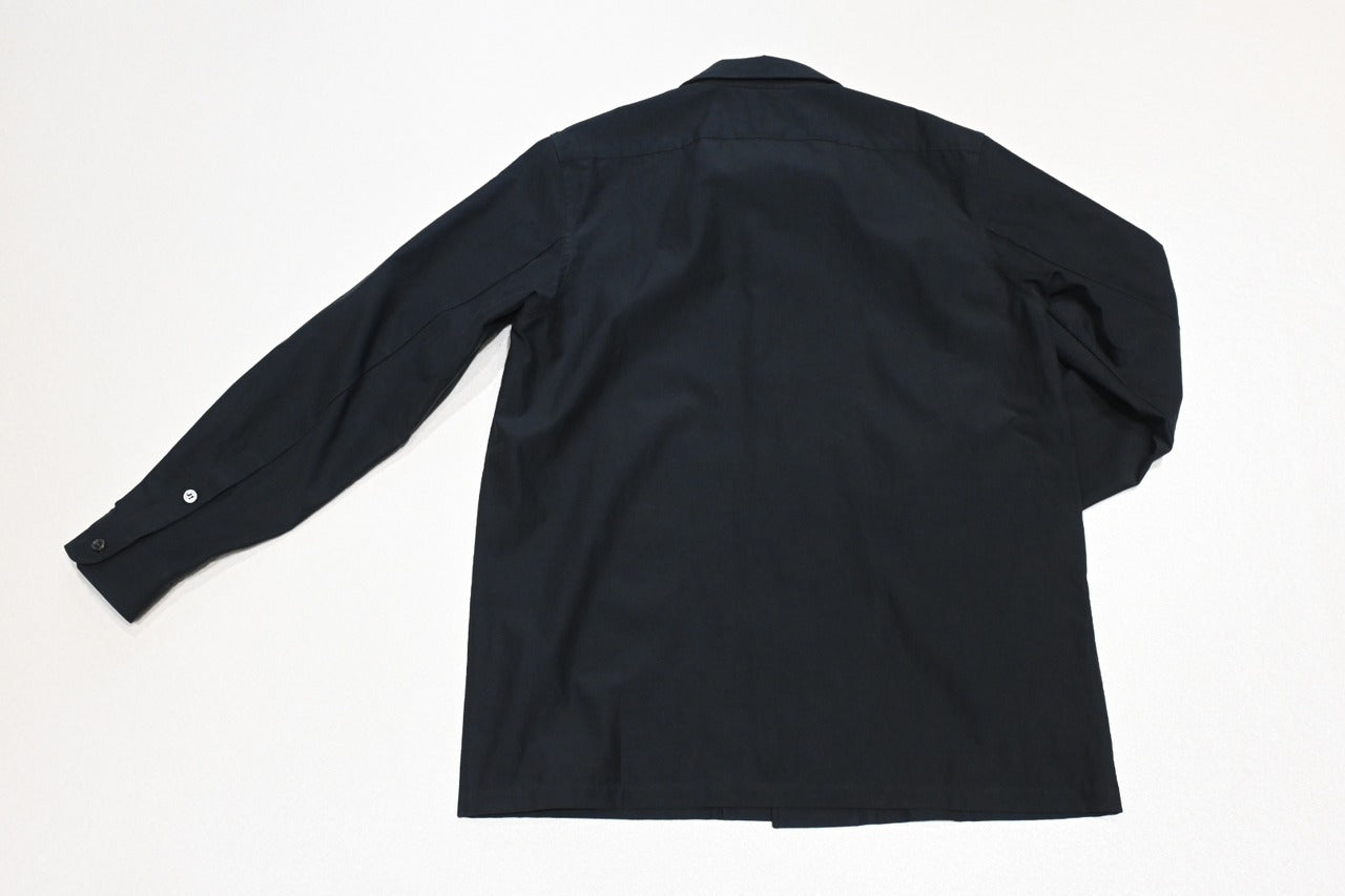 山内 - 2plyキュプラ×コットン・オープンカラーシャツ [charcoal navy]
