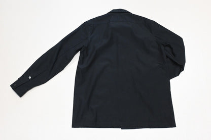 山内 - 2plyキュプラ×コットン・オープンカラーシャツ [charcoal navy]