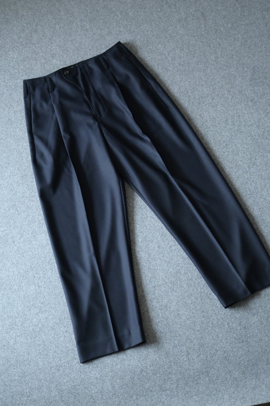 山内 - ヘビーウールツイル・サイドシームレスワンタックパンツ [dark navy]