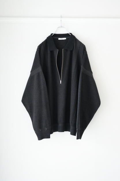 YASHIKI - Kanto Zip Polo [BLACK]