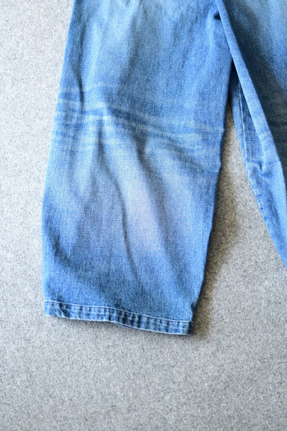 VU - vintage denim knee wide pants [VINTAGE BLUE]