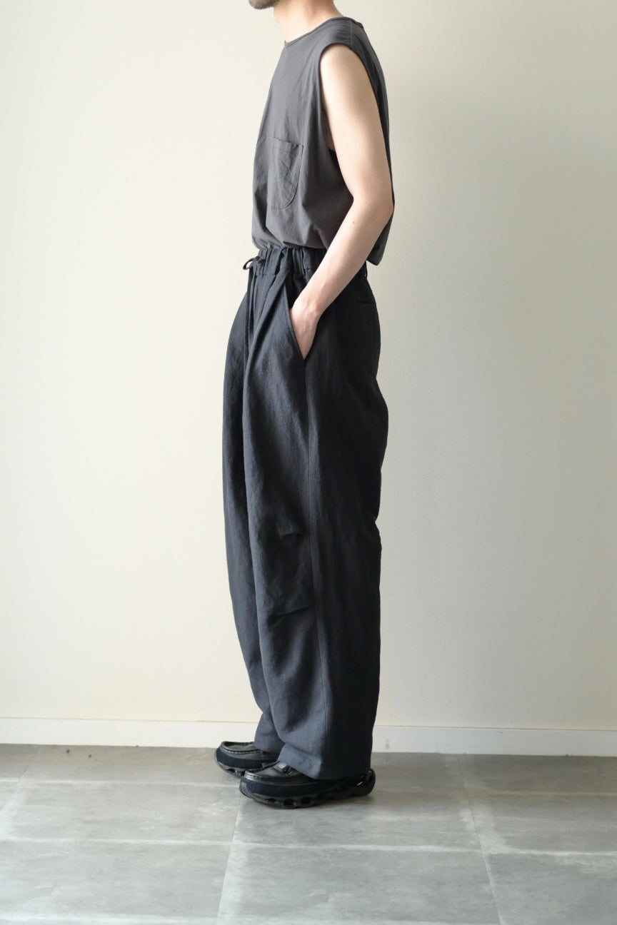 Blanc YM - Linen Silk Wide Knee Tuck Pants