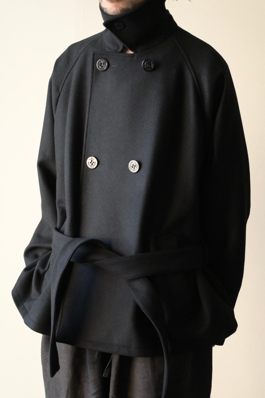 Blanc YM - Wool Raglan Pea Coat
