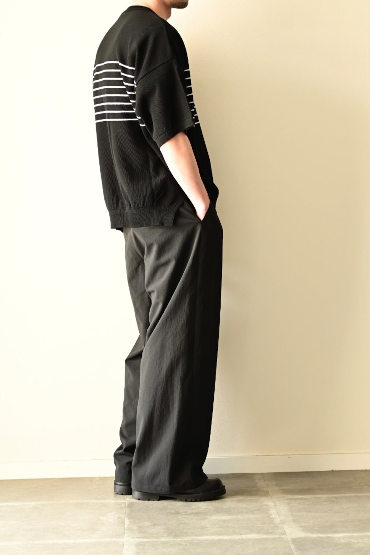 SAYATOMO - 1-Tack Baggy Slacks [BLACK]