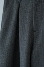 SAYATOMO - 2-Tack Herringbone Wide Slacks