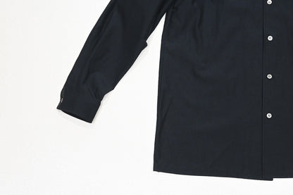 山内 - 2plyキュプラ×コットン・オープンカラーシャツ [charcoal navy]