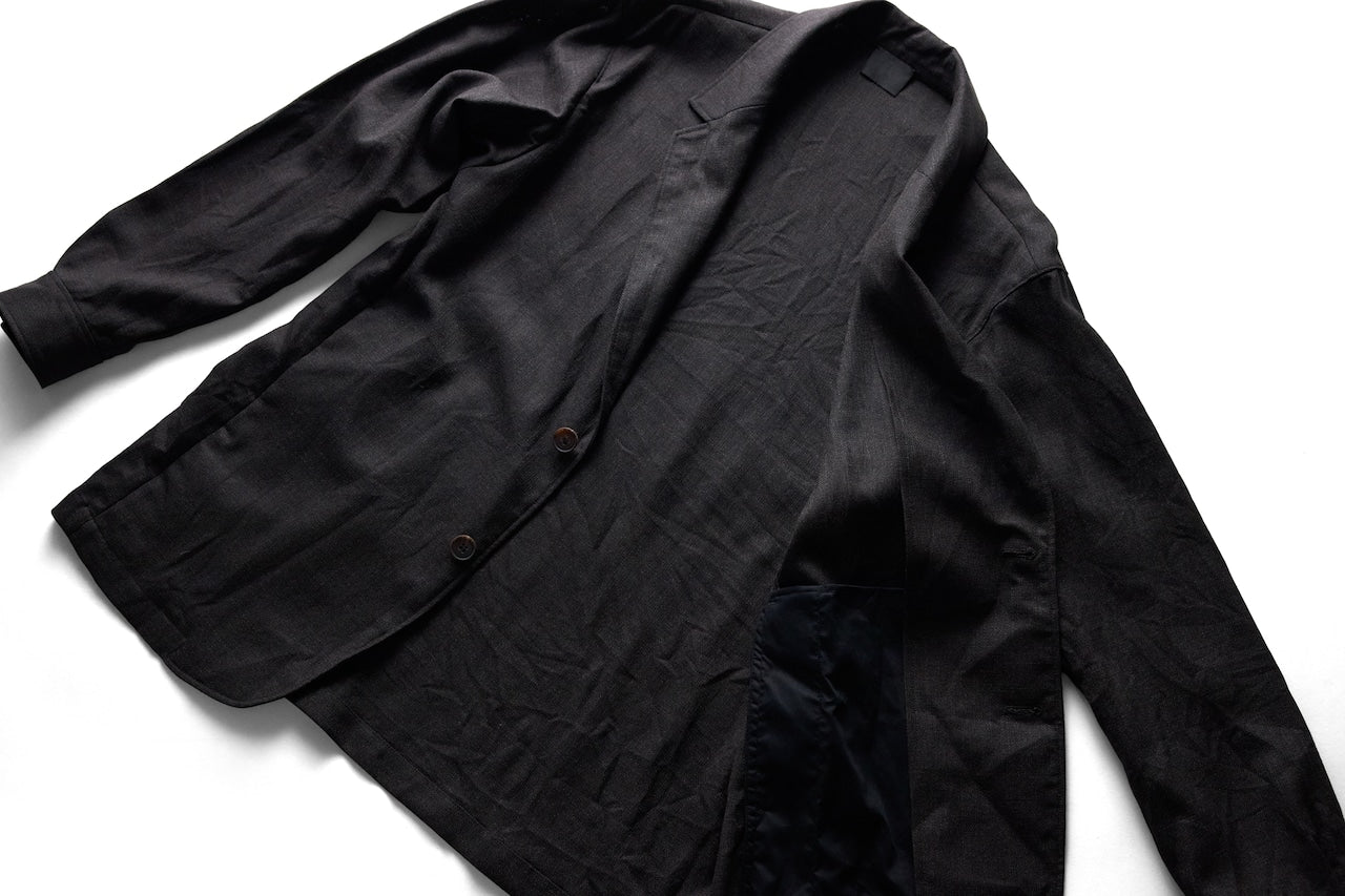 山内 - ウールメッシュクロスジャケット [charcoal brown(洗い加工)]