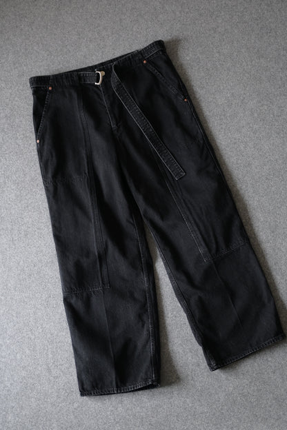 phebus - SULFUR DYE DENIM BELTED PANTS [BLACK]