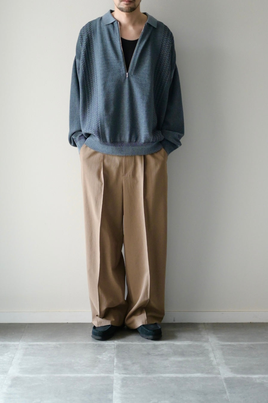YASHIKI (ヤシキ) - Kanto Zip Polo [BLUE]