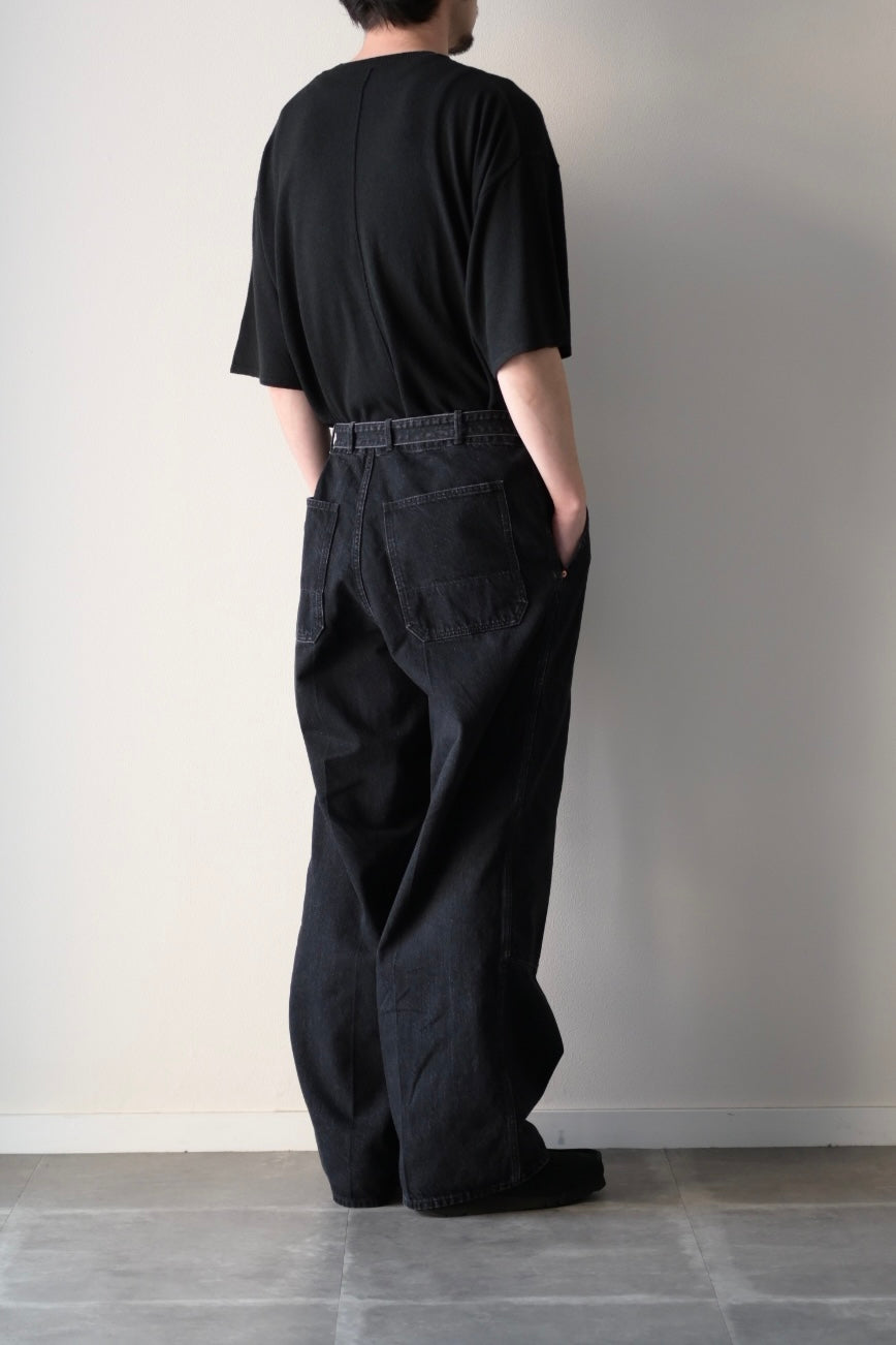 phebus  - SULFUR DYE DENIM BELTED PANTS [BLACK]