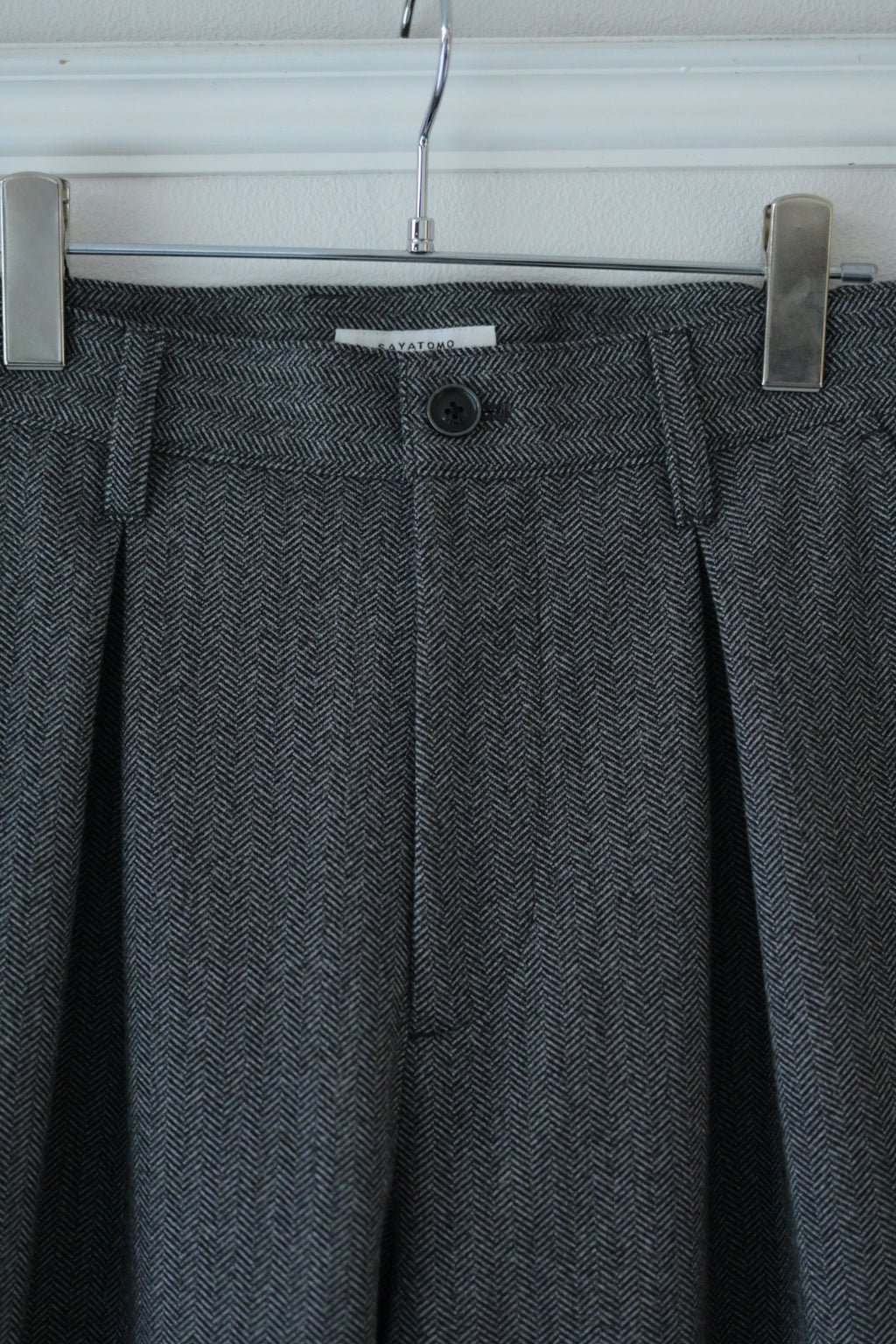 SAYATOMO - 2-Tack Herringbone Wide Slacks