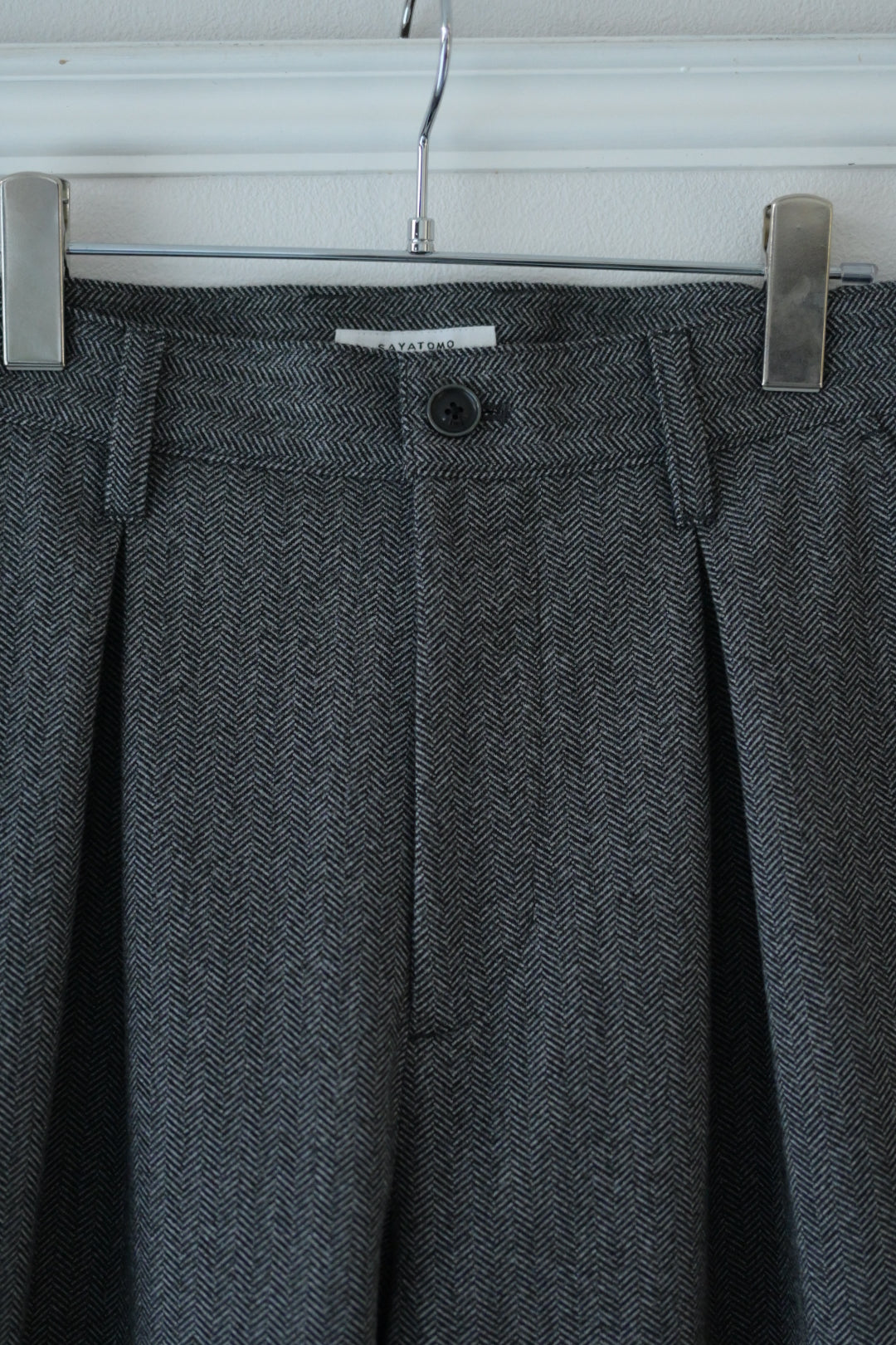 SAYATOMO - 2-Tack Herringbone Wide Slacks