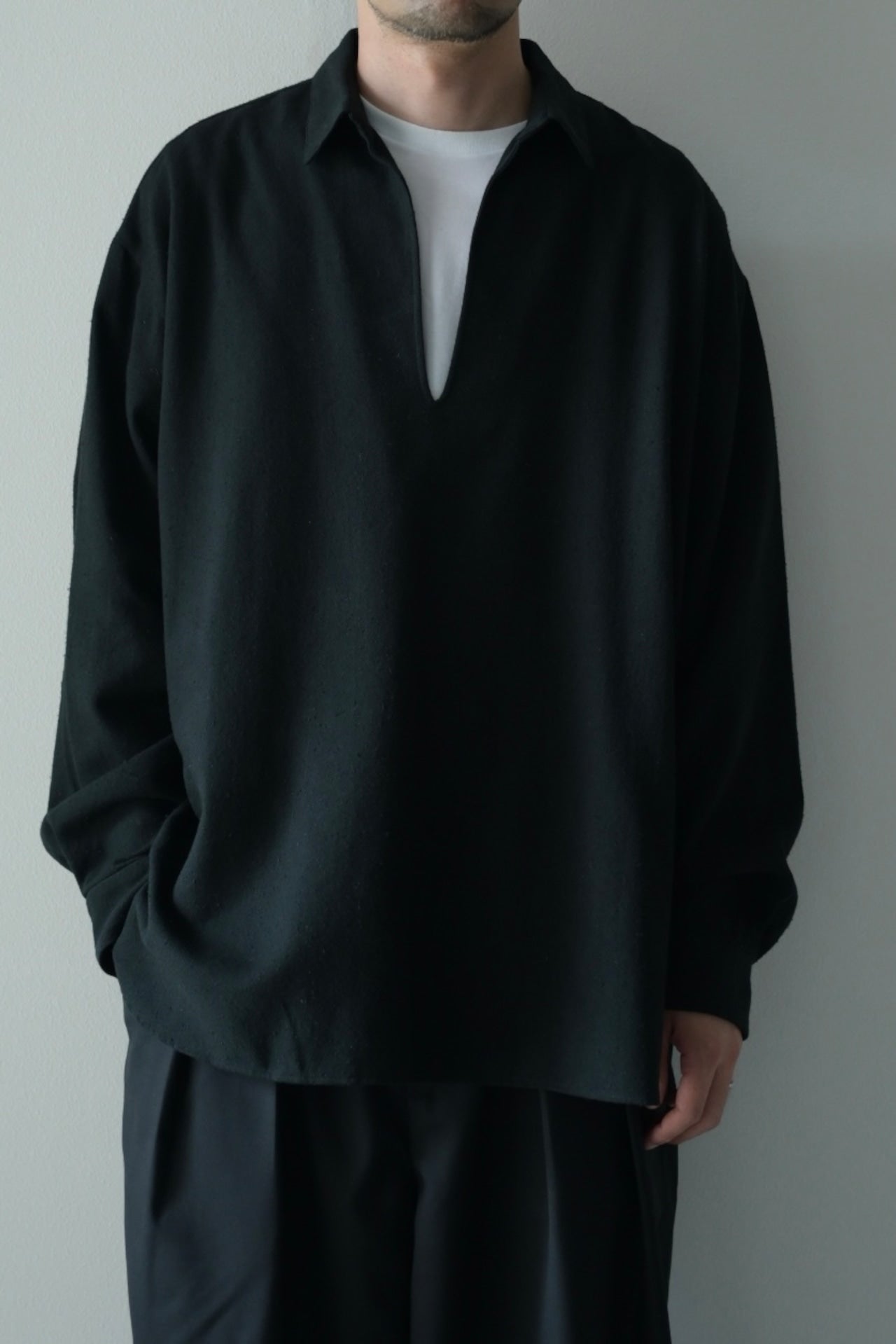 Blanc YM - Silk Cotton Skipper Shirts [Black]