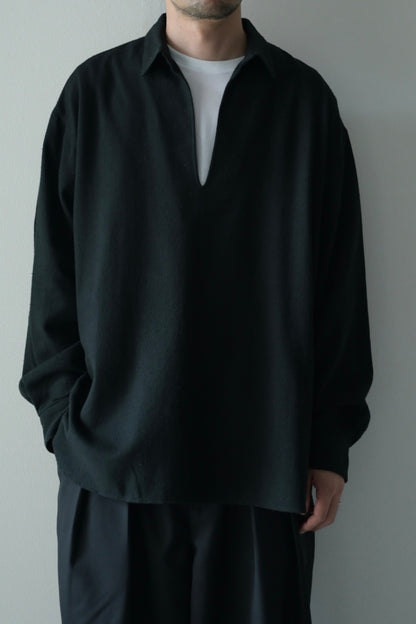 Blanc YM - Silk Cotton Skipper Shirts [Black]