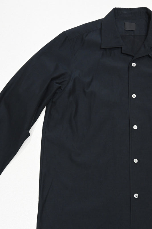 山内 - 2plyキュプラ×コットン・オープンカラーシャツ [charcoal navy]