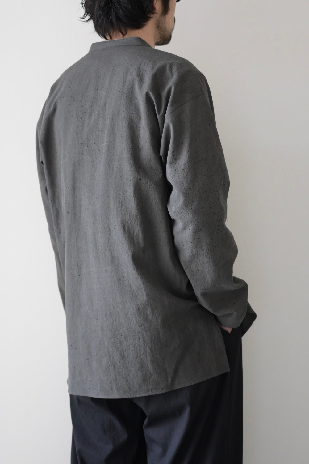 Yamauchi - Black dyed strong twist cotton voile cloth pajama shirt