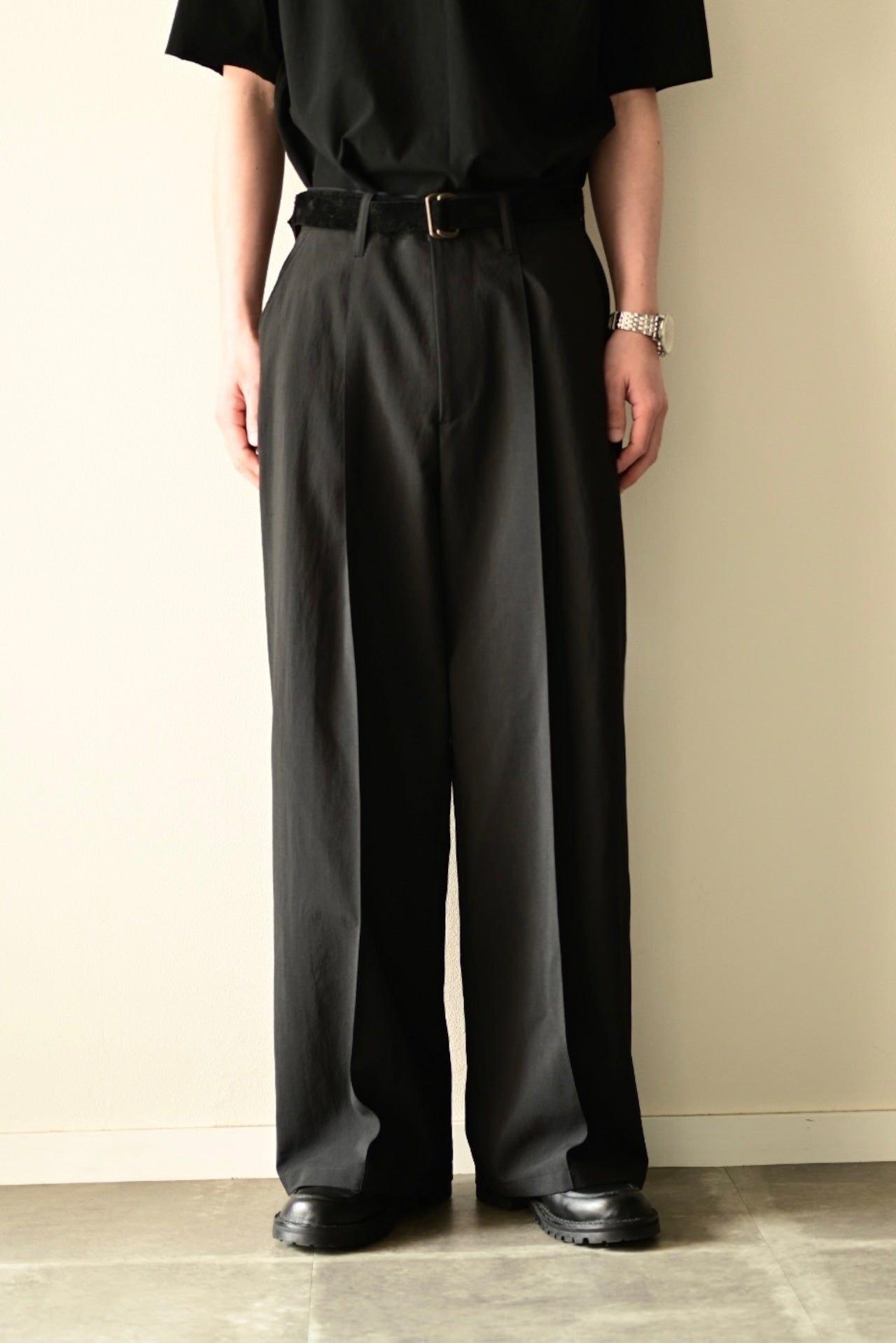 SAYATOMO - 1-Tack Baggy Slacks [BLACK]