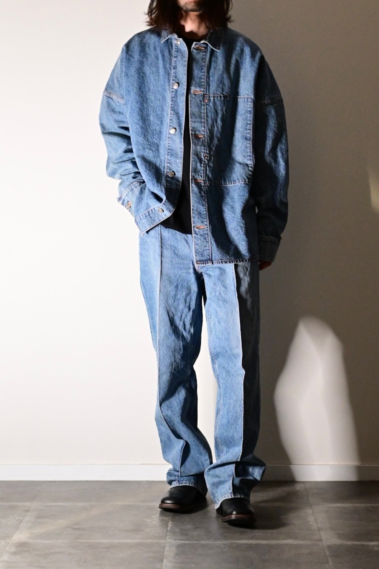 phebus - WASHI DENIM STRAIGHT PANTS [FADE BLUE]
