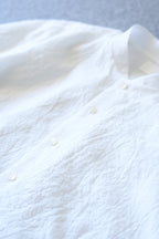 Yamauchi - Salt-Shrinking Ramie Chambray Shirt (No Collar) [White]