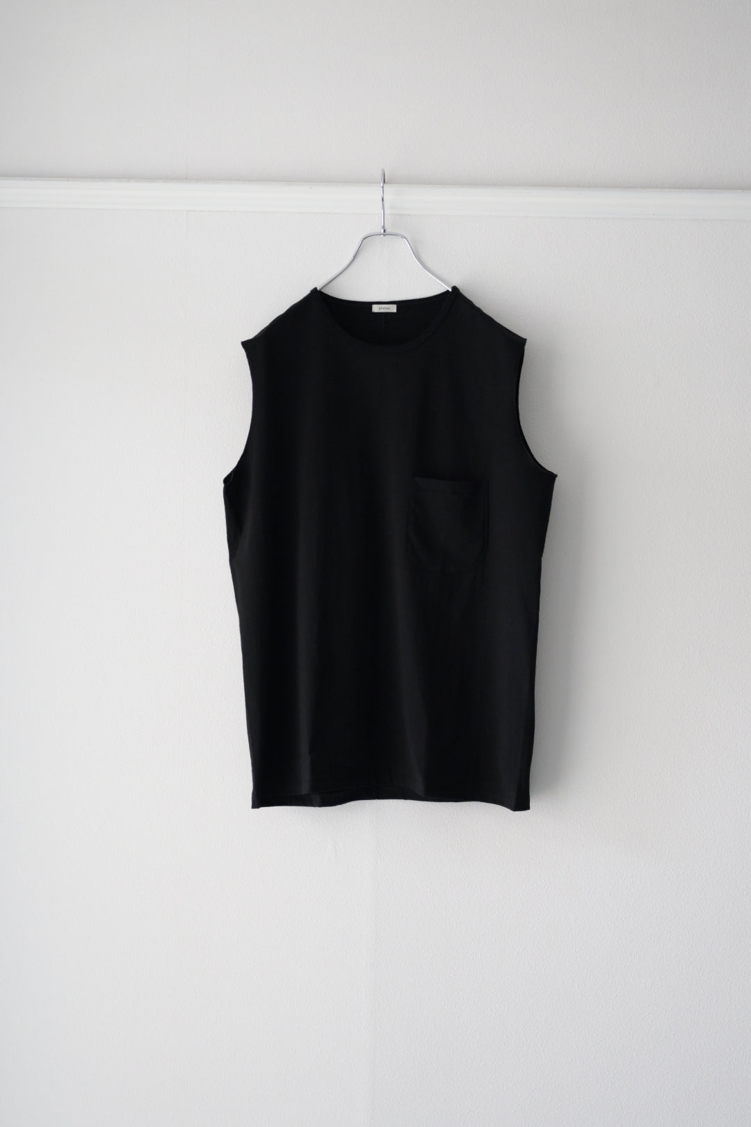 phebus フィーバス COTTON JERSEY SLEEVELESS SHIRT BLACK