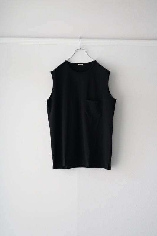 phebus フィーバス COTTON JERSEY SLEEVELESS SHIRT BLACK