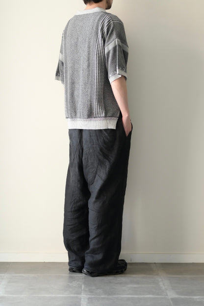 YASHIKI (ヤシキ) - Aotsuyu Knit Polo [MIX-GRAY]