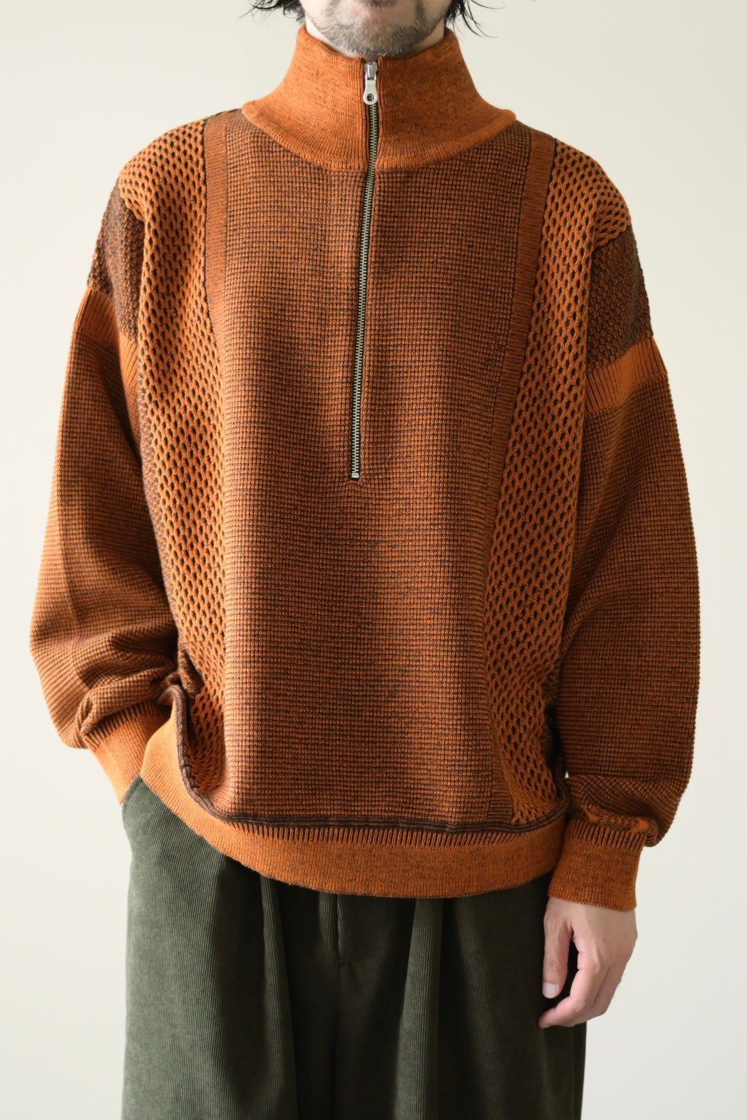 YASHIKI - Karita Half Zip Knit [ORANGE]