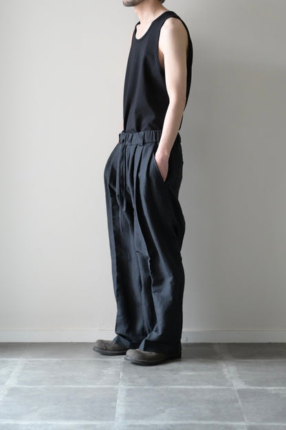 Blanc YM - Linen Silk Oversize Pants [BLACK]