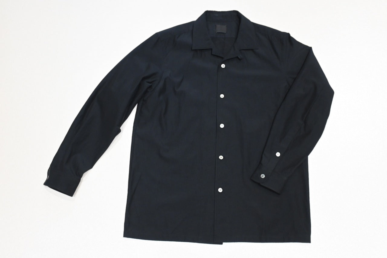山内 - 2plyキュプラ×コットン・オープンカラーシャツ [charcoal navy]