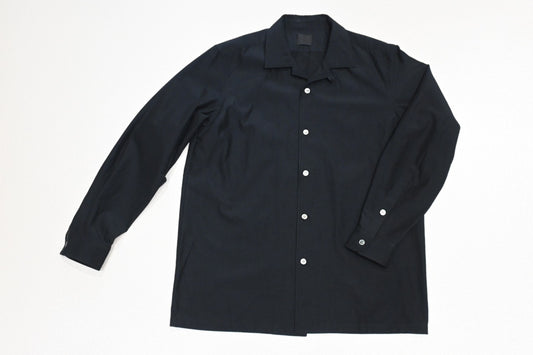 山内 - 2plyキュプラ×コットン・オープンカラーシャツ [charcoal navy]