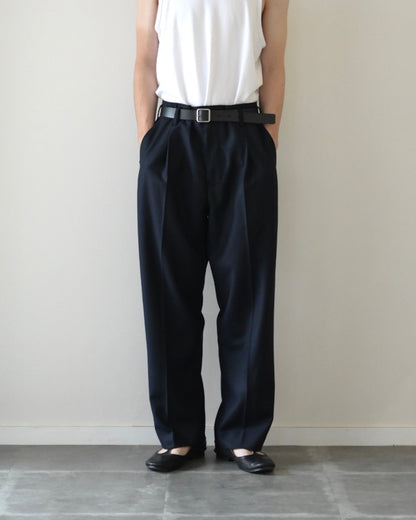 山内 - ヘビーウールツイル・サイドシームレスワンタックパンツ [dark navy]