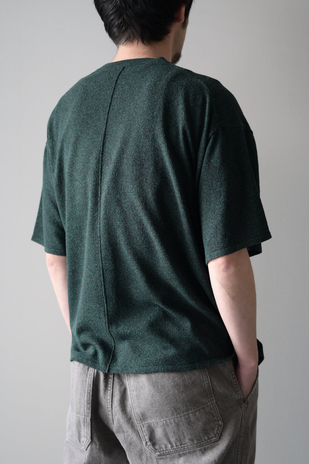 phebus - RAW SILK KNIT T-SHIRT [FOREST GREEN]