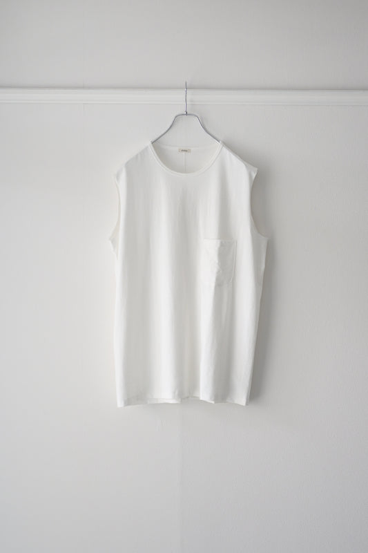phebus フィーバス COTTON JERSEY SLEEVELESS SHIRT WHITE