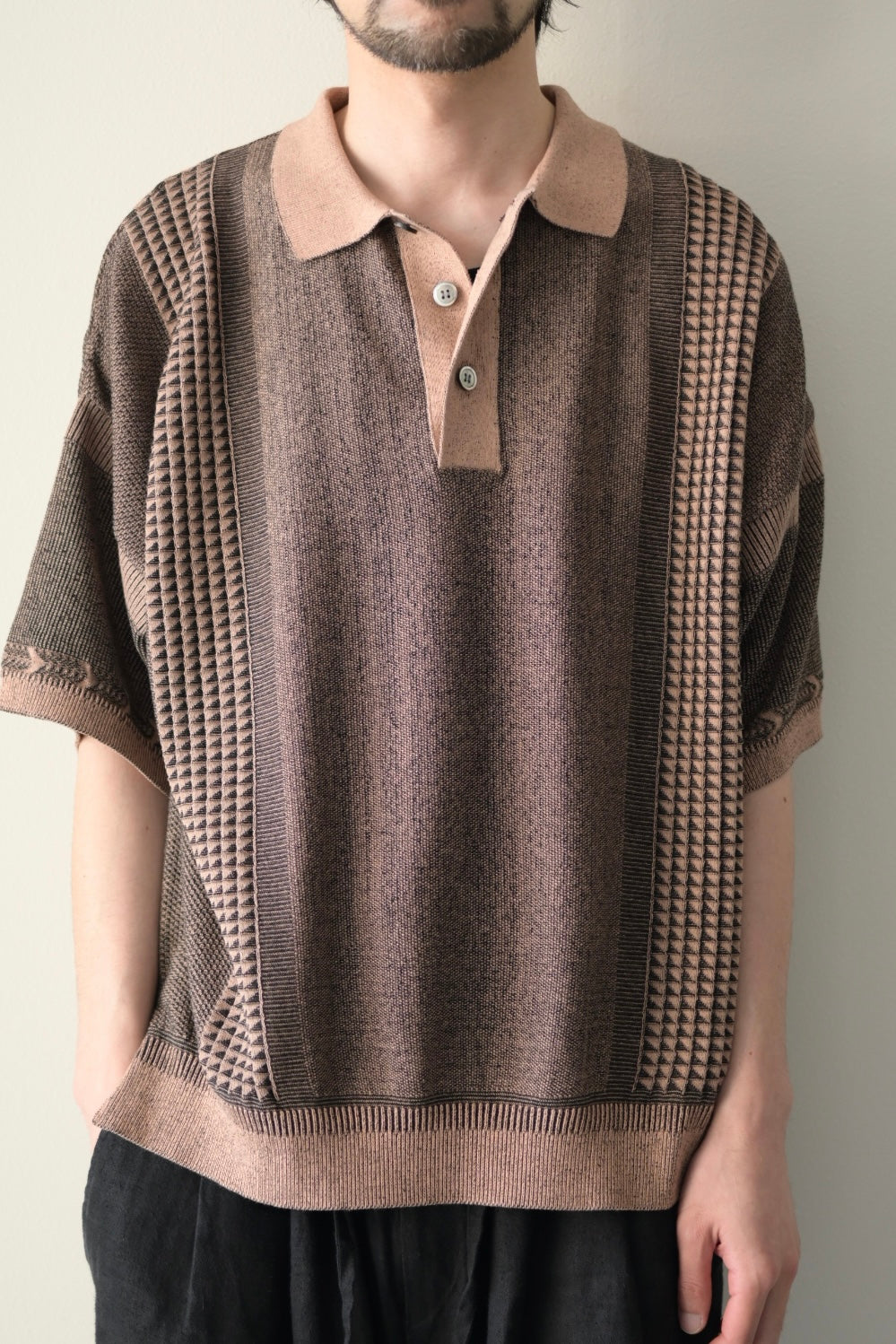 YASHIKI (ヤシキ) - Aotsuyu Knit Polo [PINK]