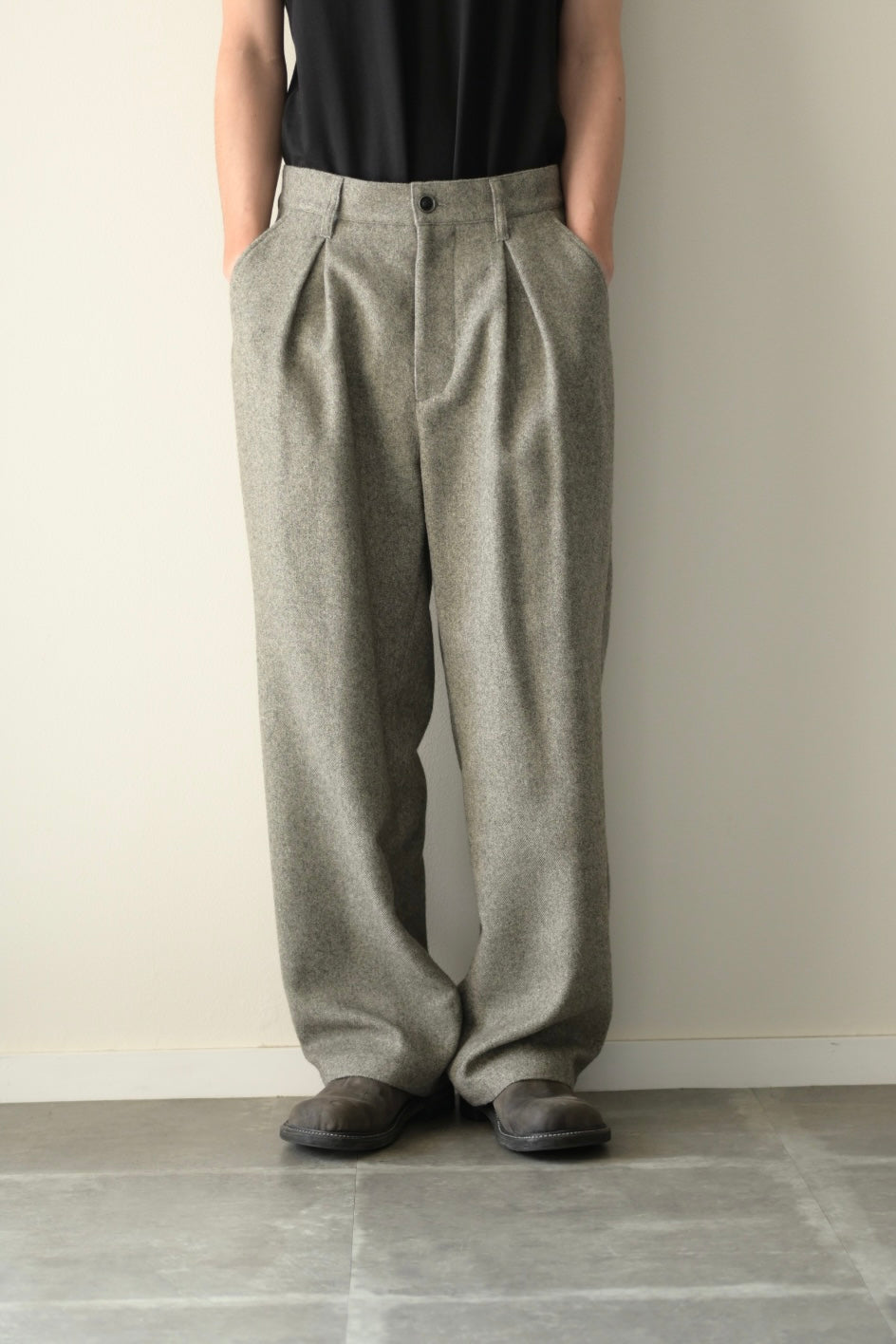SAYATOMO  - 2-Tack Wide Trousers [GRAY]