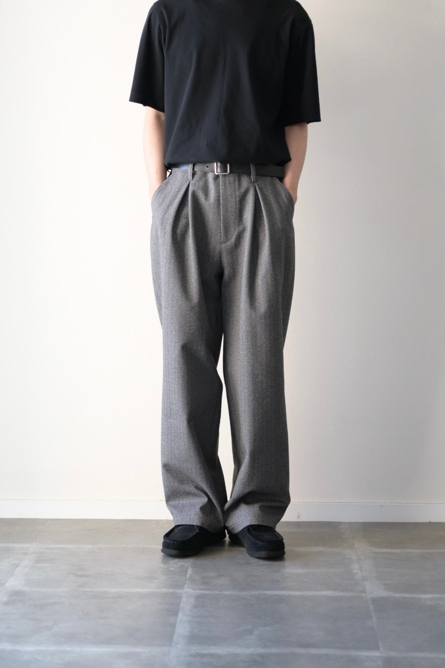SAYATOMO - 2-Tack Herringbone Wide Slacks