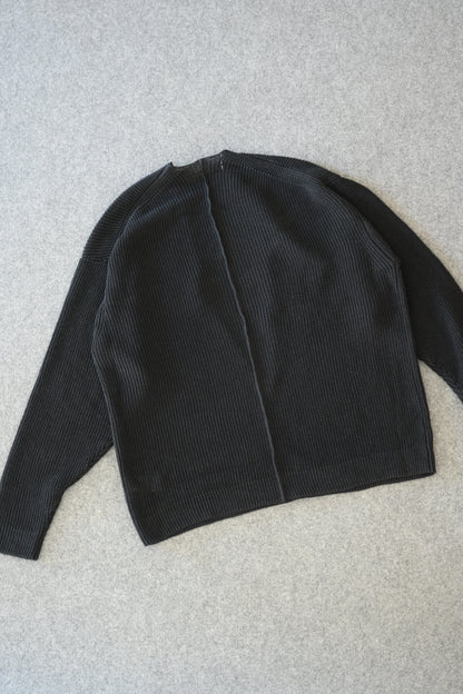 phebus - HEMP KNIT ZIP-UP JUMPER [BLACK]