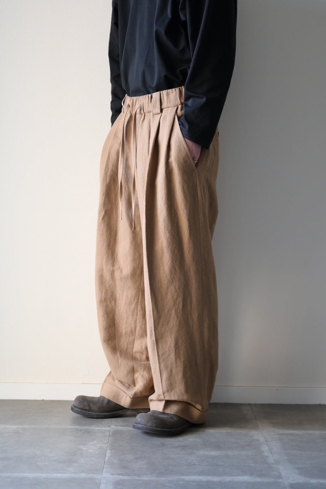 Blanc YM - Linen Silk Oversize Pants [BEIGE]