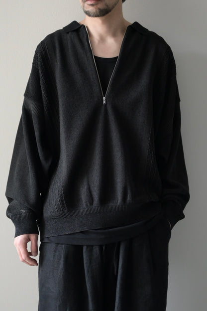 YASHIKI - Kanto Zip Polo [BLACK]