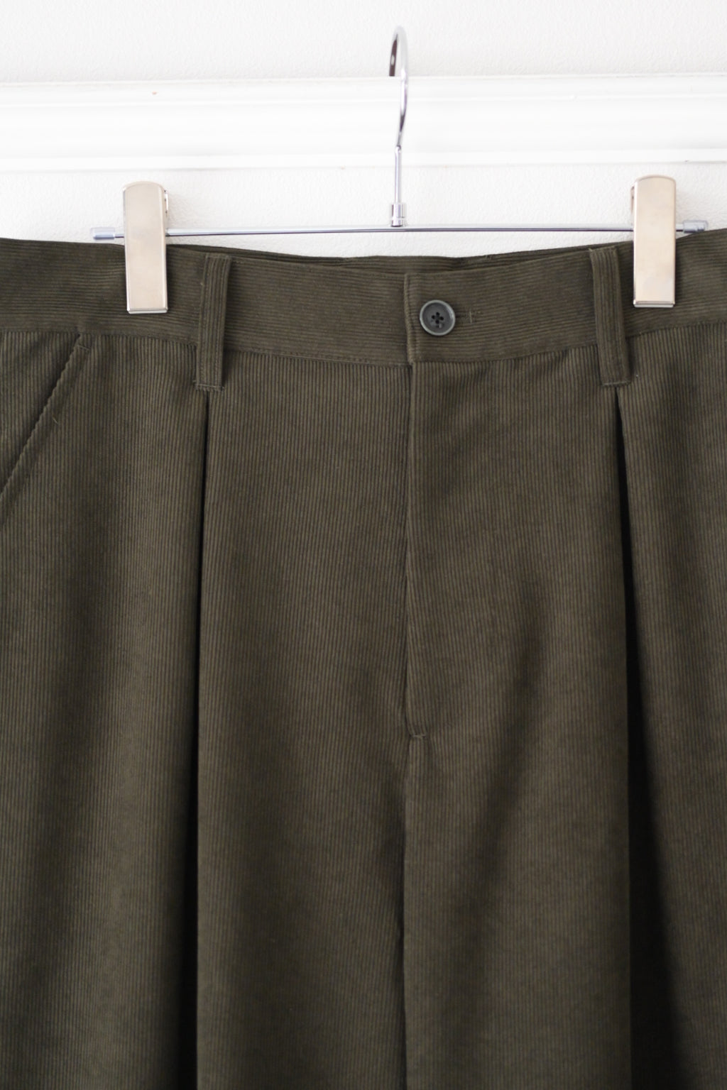SAYATOMO - 2-Tack Corduroy Baggy Trousers [OLIVE]