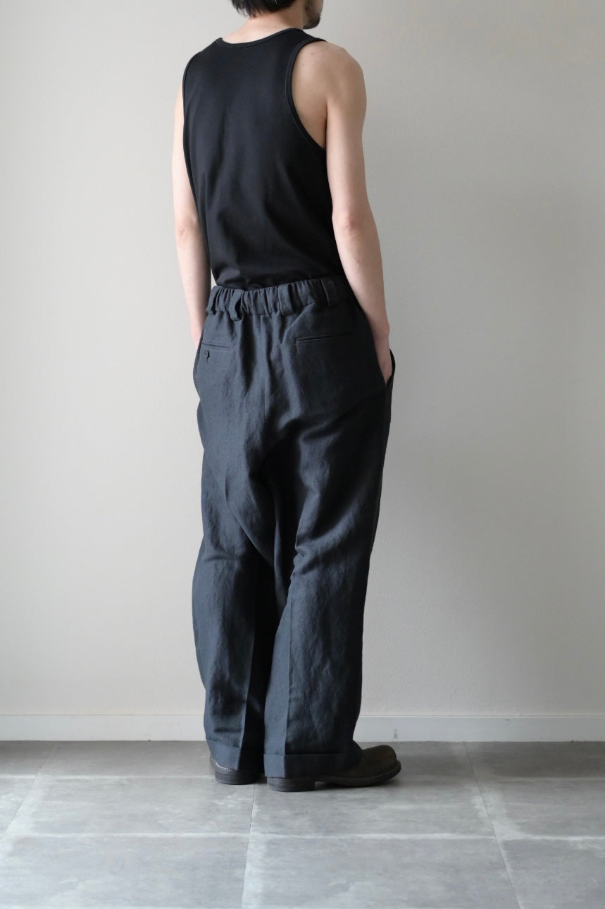 Blanc YM - Linen Silk Oversize Pants [BLACK]