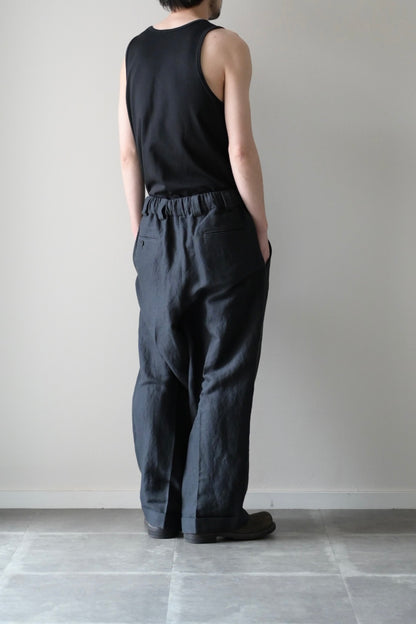 Blanc YM - Linen Silk Oversize Pants [BLACK]