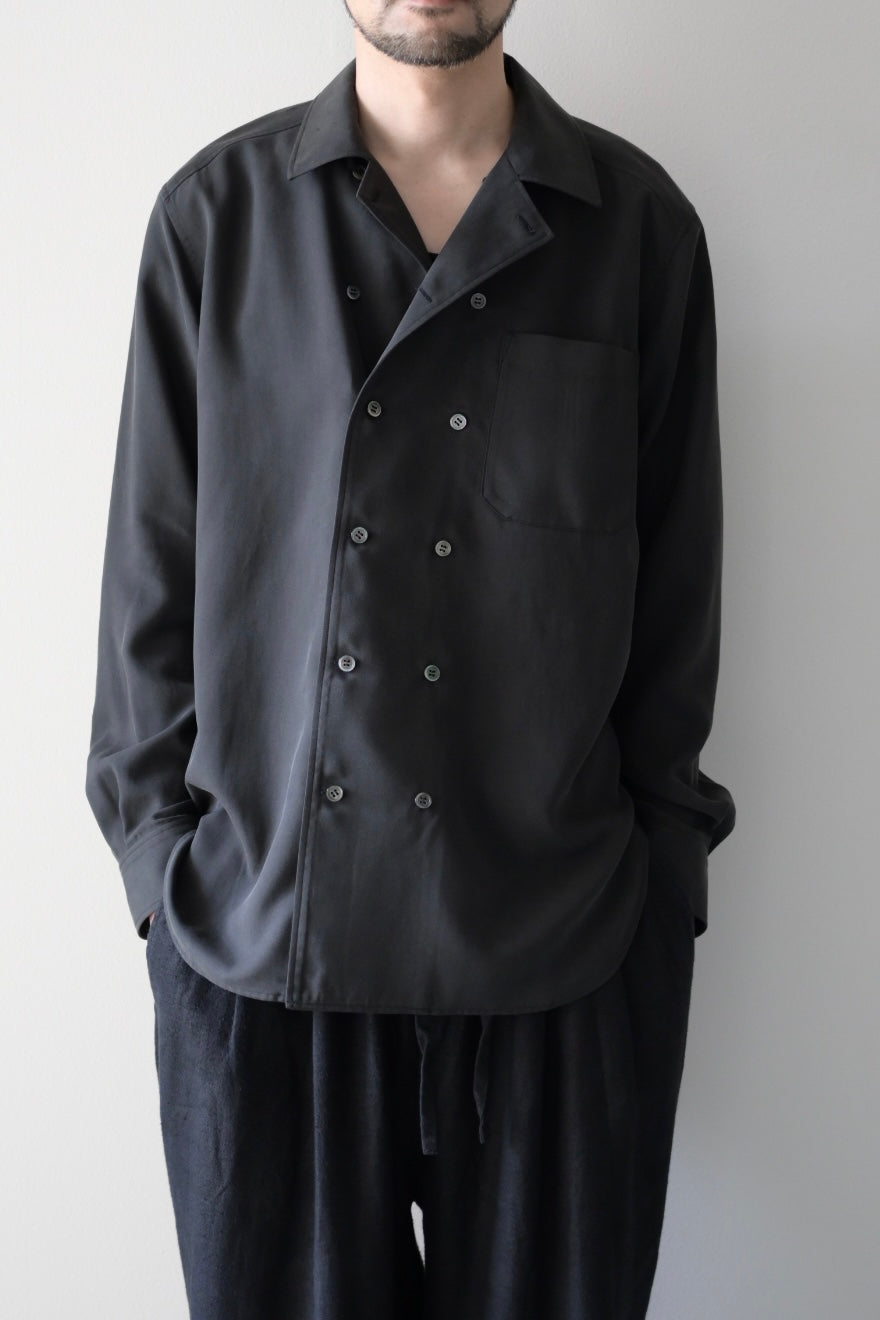 山内 - ビンテージシルクギャバ・ダブルオープンカラーシャツ