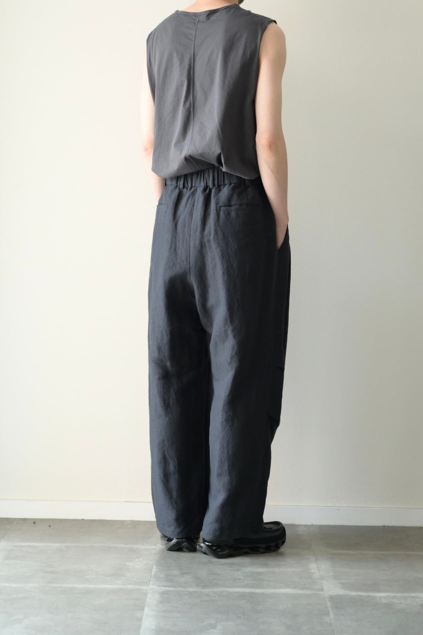 Blanc YM - Linen Silk Wide Knee Tuck Pants