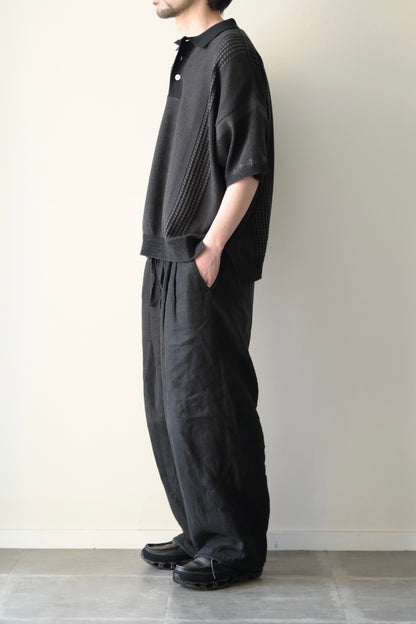YASHIKI (ヤシキ) - Aotsuyu Knit Polo [BLACK]